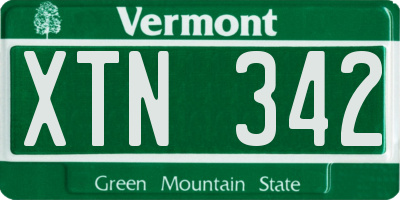 VT license plate XTN342