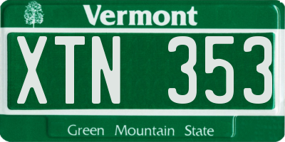 VT license plate XTN353