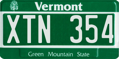 VT license plate XTN354