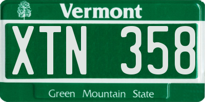 VT license plate XTN358