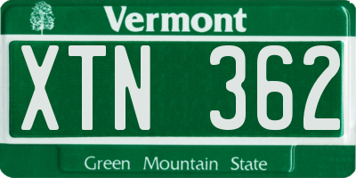 VT license plate XTN362