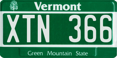 VT license plate XTN366