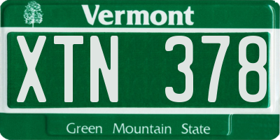 VT license plate XTN378