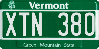 VT license plate XTN380