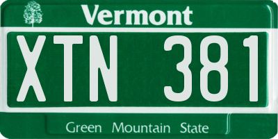 VT license plate XTN381