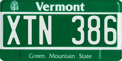 VT license plate XTN386