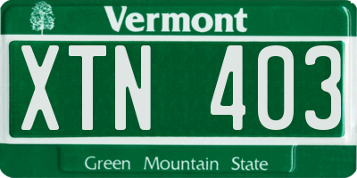 VT license plate XTN403