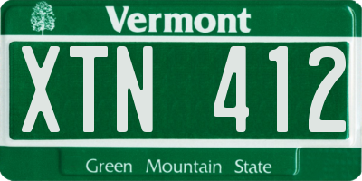 VT license plate XTN412