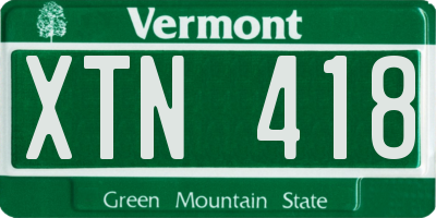 VT license plate XTN418
