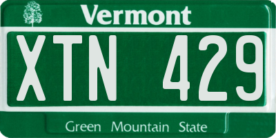 VT license plate XTN429