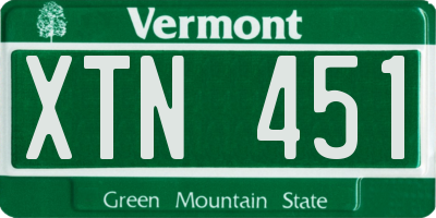 VT license plate XTN451