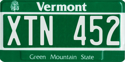 VT license plate XTN452