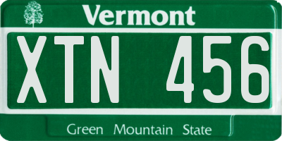 VT license plate XTN456