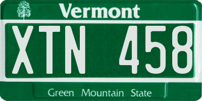 VT license plate XTN458