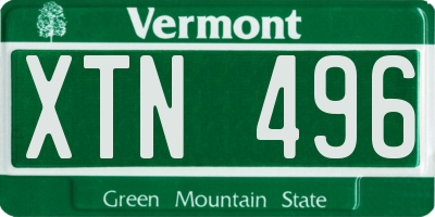 VT license plate XTN496