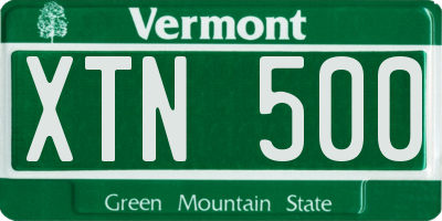 VT license plate XTN500