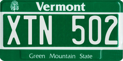VT license plate XTN502