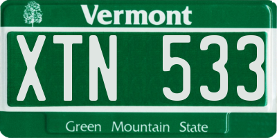 VT license plate XTN533