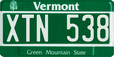 VT license plate XTN538
