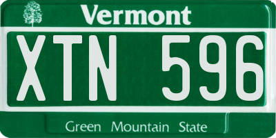 VT license plate XTN596