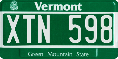 VT license plate XTN598