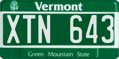 VT license plate XTN643