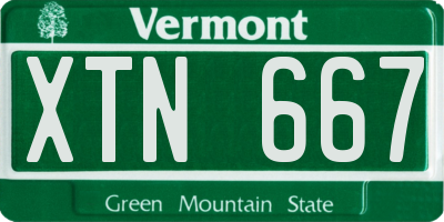 VT license plate XTN667