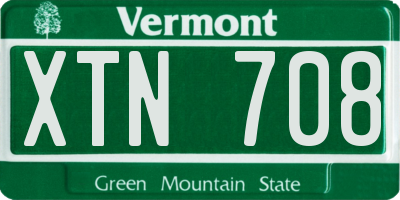 VT license plate XTN708