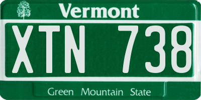 VT license plate XTN738