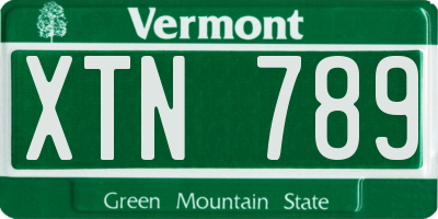 VT license plate XTN789