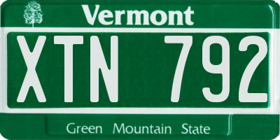 VT license plate XTN792