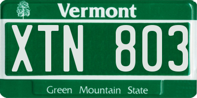VT license plate XTN803