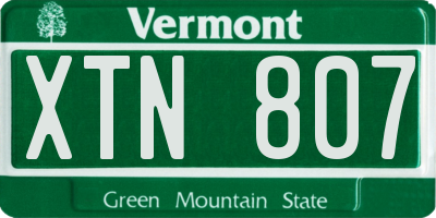 VT license plate XTN807