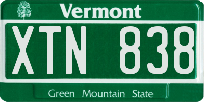 VT license plate XTN838
