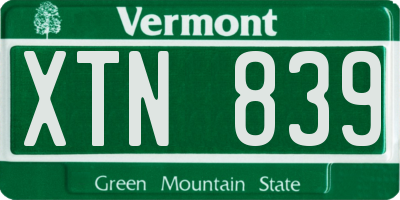 VT license plate XTN839