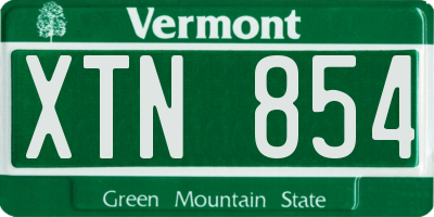 VT license plate XTN854