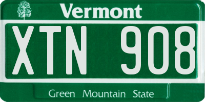 VT license plate XTN908