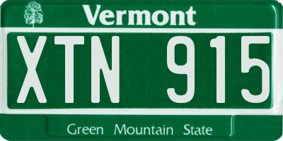 VT license plate XTN915