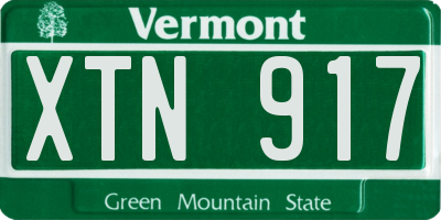 VT license plate XTN917