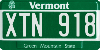 VT license plate XTN918