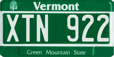 VT license plate XTN922