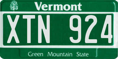VT license plate XTN924