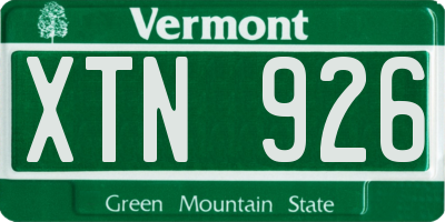 VT license plate XTN926
