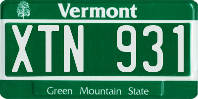 VT license plate XTN931