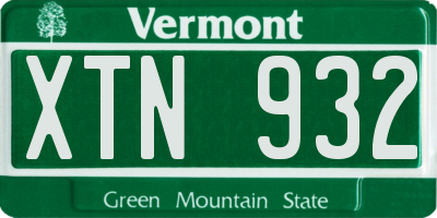 VT license plate XTN932