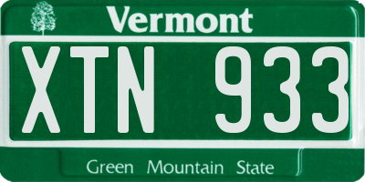 VT license plate XTN933