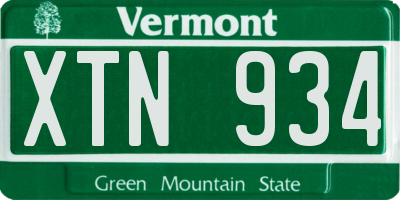 VT license plate XTN934