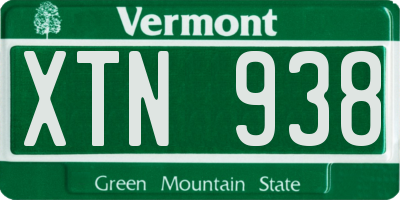VT license plate XTN938