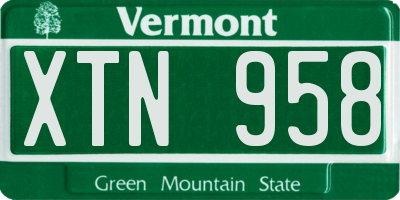 VT license plate XTN958