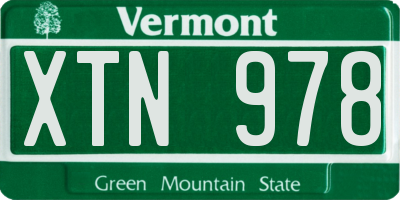 VT license plate XTN978